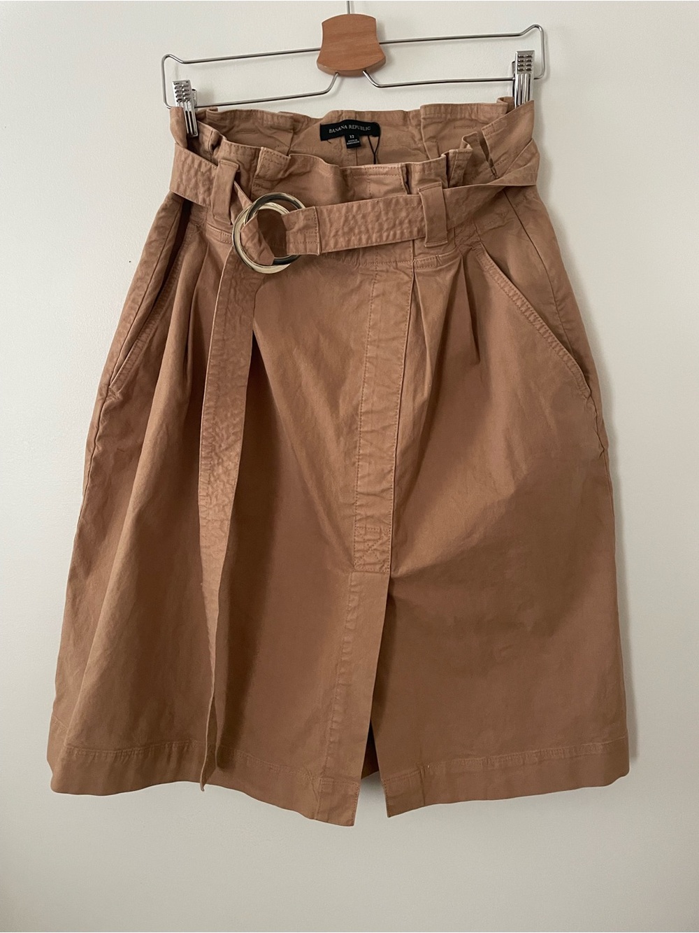 Banana Republic Camel Tan Paperbag Belted A-Line Skirt